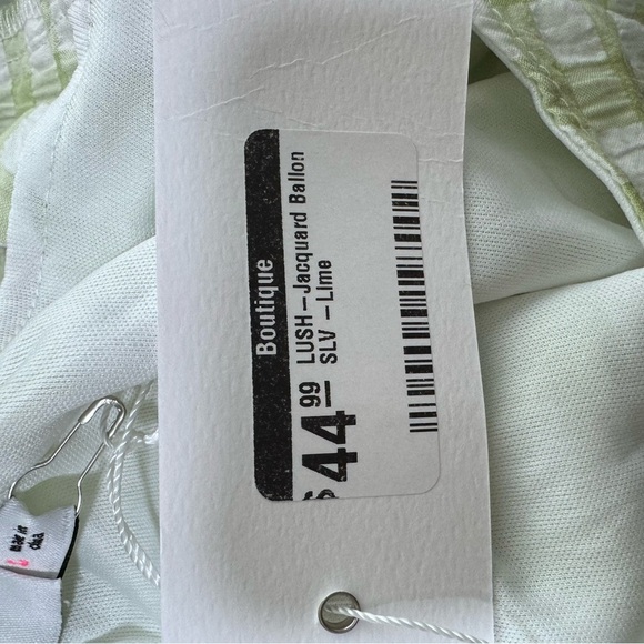 Lush Gingham Plaid Green Spring Dress Easter Jacquard Balloon Sleeve Large Lime - Picture 9 of 9